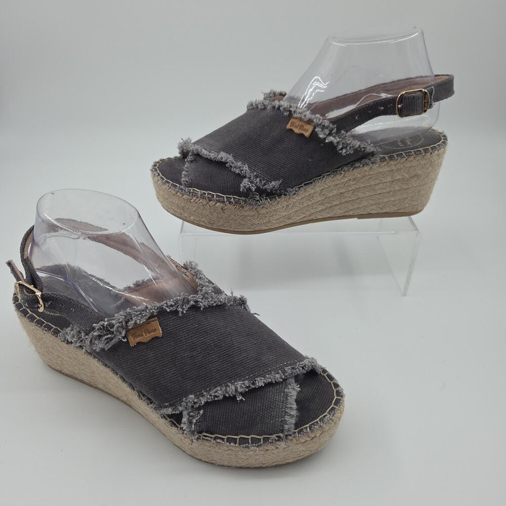 Toni Pons Iliana Slingback Wedge Sandals Women EU 39 US 8.5 Gray Espadrille Boho